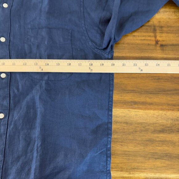 NWT J.Crew Baird McNutt Irish Linen Long Sleeve Button Down Medium navy Blue - Picture 5 of 6